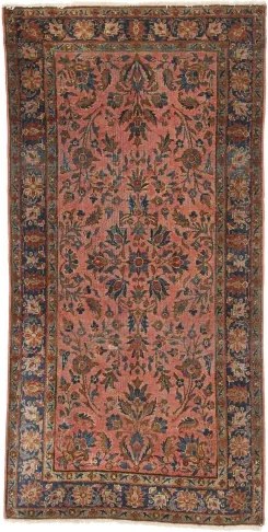 Antik Floreale Rosa Antico Blu Scuro 65x125 Cm