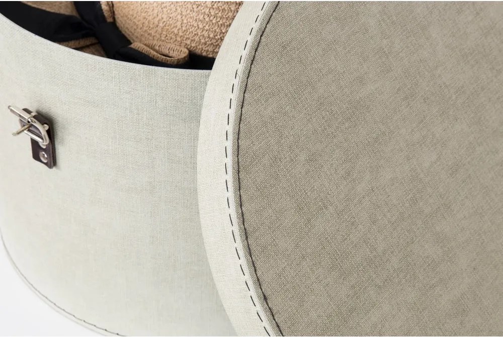 Scatole in set con coperchio beige in cartone 2 pz ø 37,5x25 cm Rut Canvas Paper Laminate – Bigso