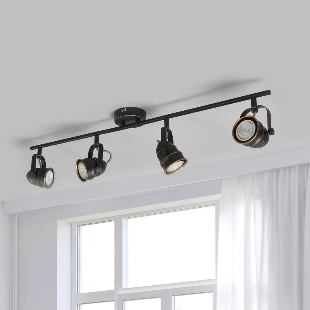 Lindby fatto da soffitto Leonor, a 4 luci, nero, metallo, 78 cm