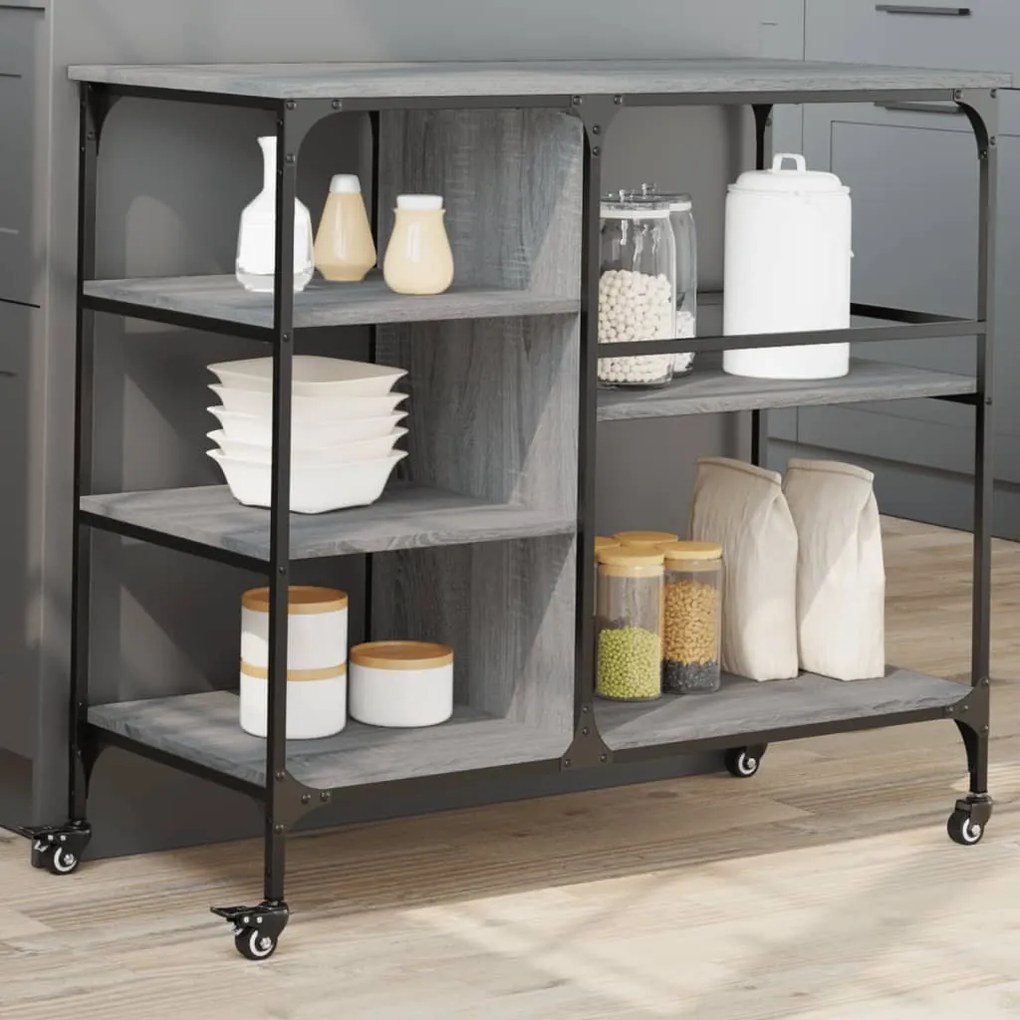 Carrello Cucina Grigio Sonoma 100x45x89,5 Cm Legno Multistrato /