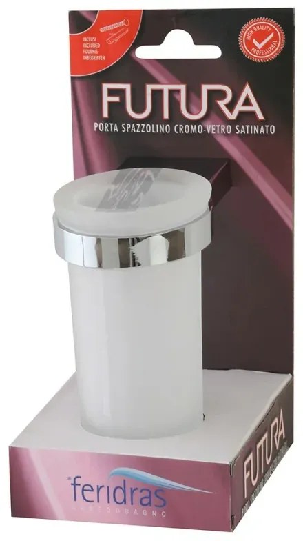 Portaspazzolino a muro in vetro satinato e acciaio cromato Futura