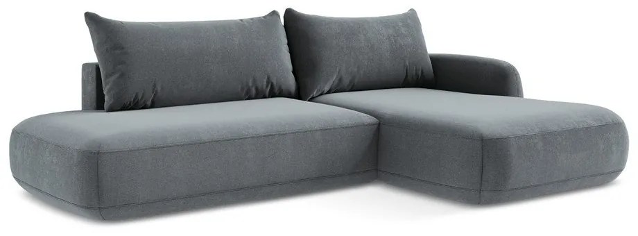 Divano angolare blu polveroso allungabile (con penisola a destra/con chaise lounge) Hale – Makamii