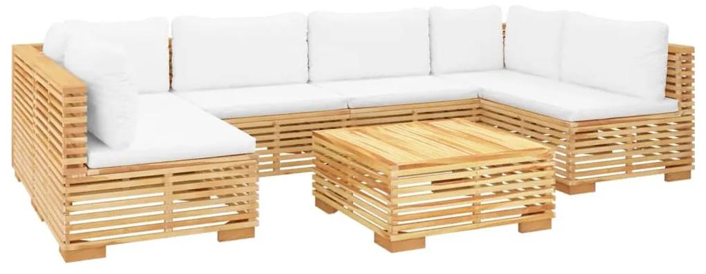 Set divani da giardino 7 pz con cuscini legno massello di teak