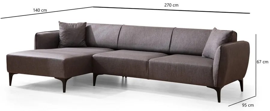 Divano angolare grigio scuro , angolo sinistro - Belissimo - Balcab Home