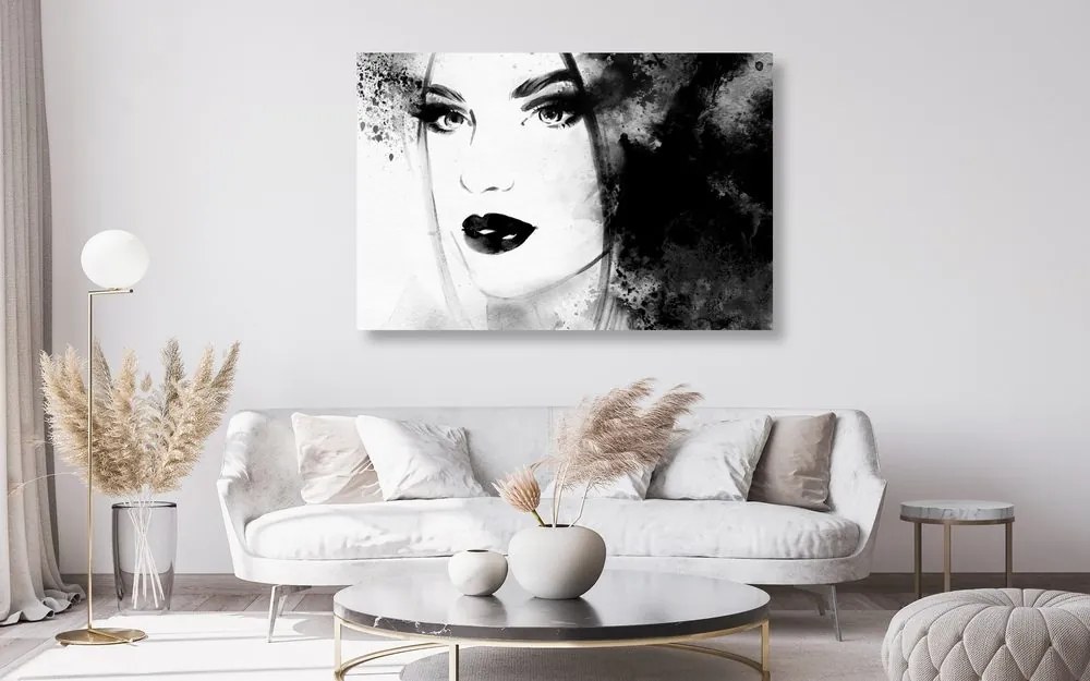 Quadro su tela – Ritratto femminile di moda in bianco e nero