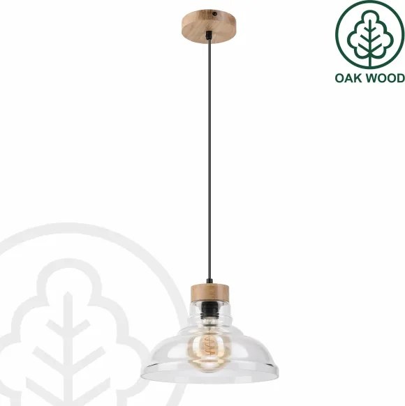 Lampadario a cavo SINGLE 1xE27/60W/230V Ø 28 cm rovere