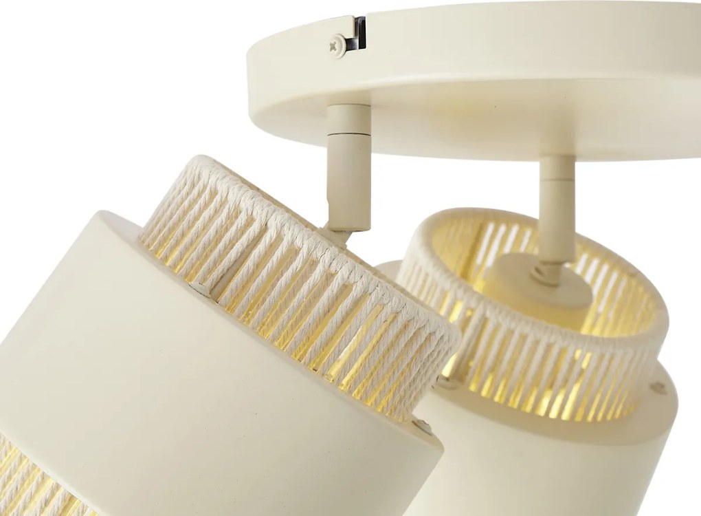 Faretto da soffitto moderno beige con corda 3 luci ruotabile e inclinabile - Kora