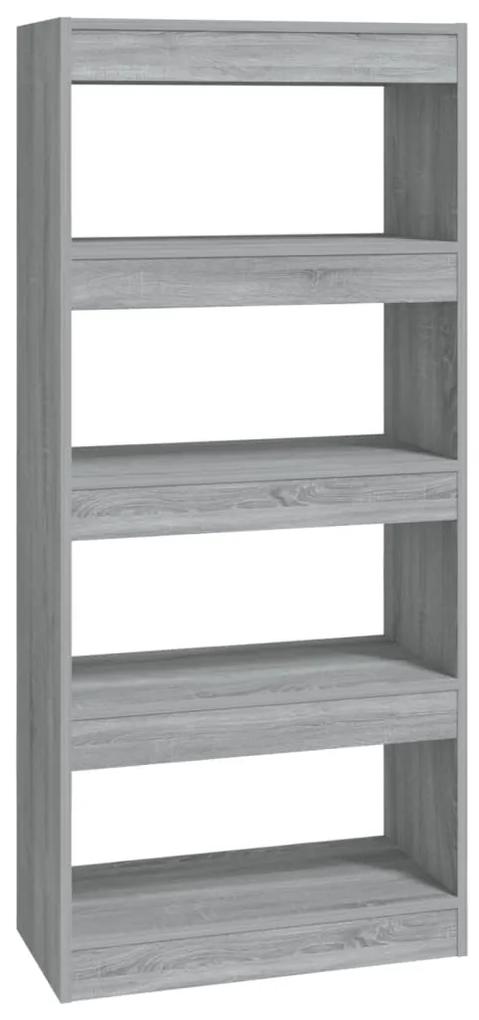 Libreria/divisorio grigio sonoma 60x30x135 cm legno multistrato