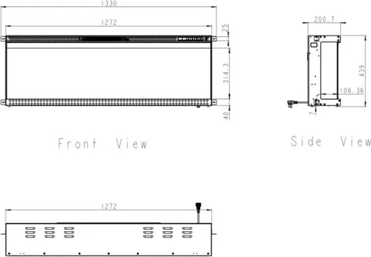 Camino elettrico da parete ad incasso 3 Lati BOSTON130 L127 x P20 x H44 cm