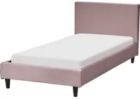 Letto singolo in Velluto rosa con rete a doghe 90 x 200 cm stile contemporaneo