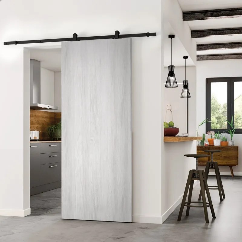 Porta scorrevole Marben in mdf bianco, L 93 x H 212 cm, con binario Retro Reversibile