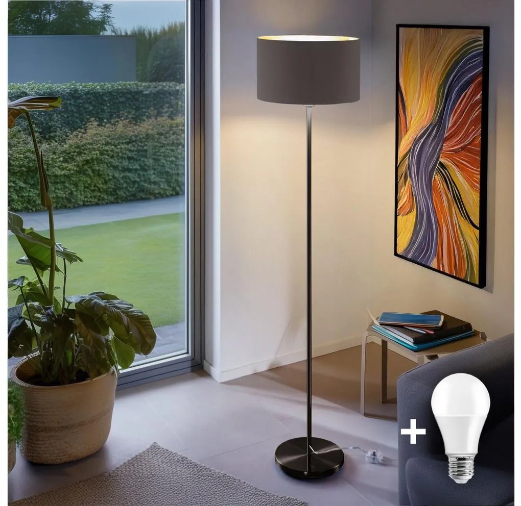 Lampada da terra LED TUNJA 1xE27/20W/230V Ø 38 cm nero/taupe
