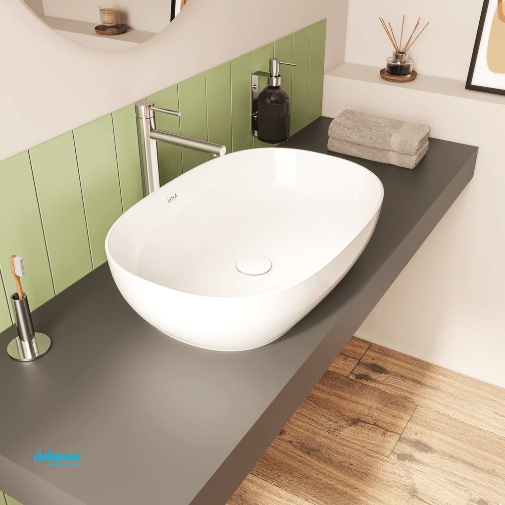 Vitra "Outline Catino" Lavabo D'Appoggio Ovale 58x40 Cm Bianco Lucido