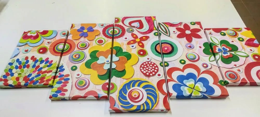 Quadri 5 pezzi – Astrazione di fiori