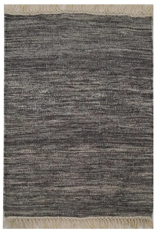 Tappeto Kilim lana natura grigio scuro, L 170 x L 120 cm