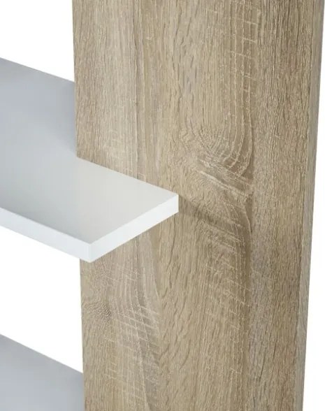 Libreria legno moderna 5 ripiani altezza 180 cm bianco e rovere Alida