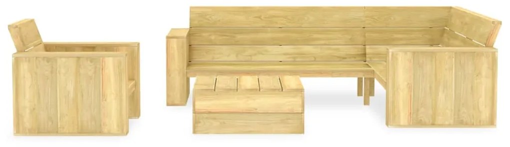 Set divani da giardino 3 pz in legno di pino impregnato