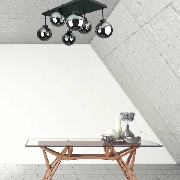 Lampadario a plafone DEA 6xE14/60W/230V nero/fumé nero