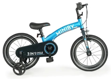 QPlay - Bicicletta bambini 14" MINIBY 3in1 blu