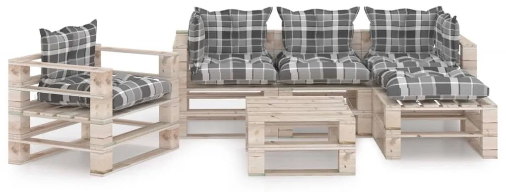 Set divani da giardino pallet 6 pz con cuscini in legno di pino