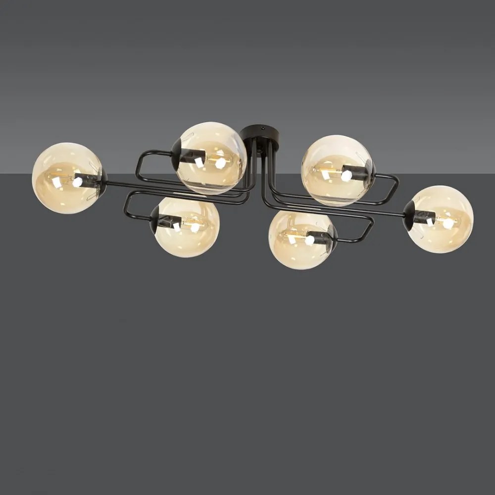 Lampadario da soffitto BRENDI 6 in acciaio e vetro 6xE14 Colore del corpo Ambrata