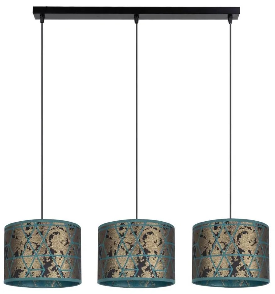 Lampadario su corda  REZO 3xE27/60W/230V oro/turchese