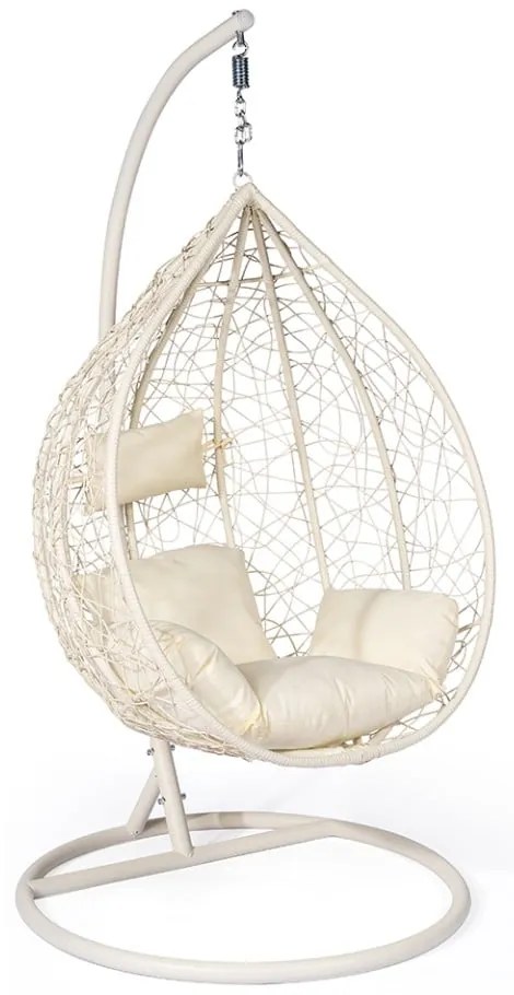 Poltrona sospesa bianco crema in rattan artificiale Noela - Bonami Selection