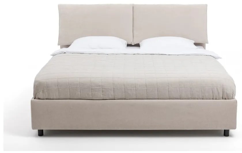 Letto matrimoniale imbottito beige con contenitore con rete inclusa 180x200 cm Myra Pillow – Bonami Selection