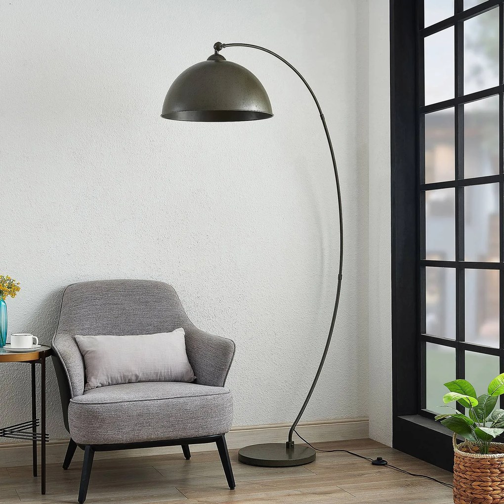 Lampada ad arco Jonera Lindby, Alluminio / Grigio / Zincato, Soggiorno / Sala da pranzo, Metallo, Giovanile, Lampada da terra