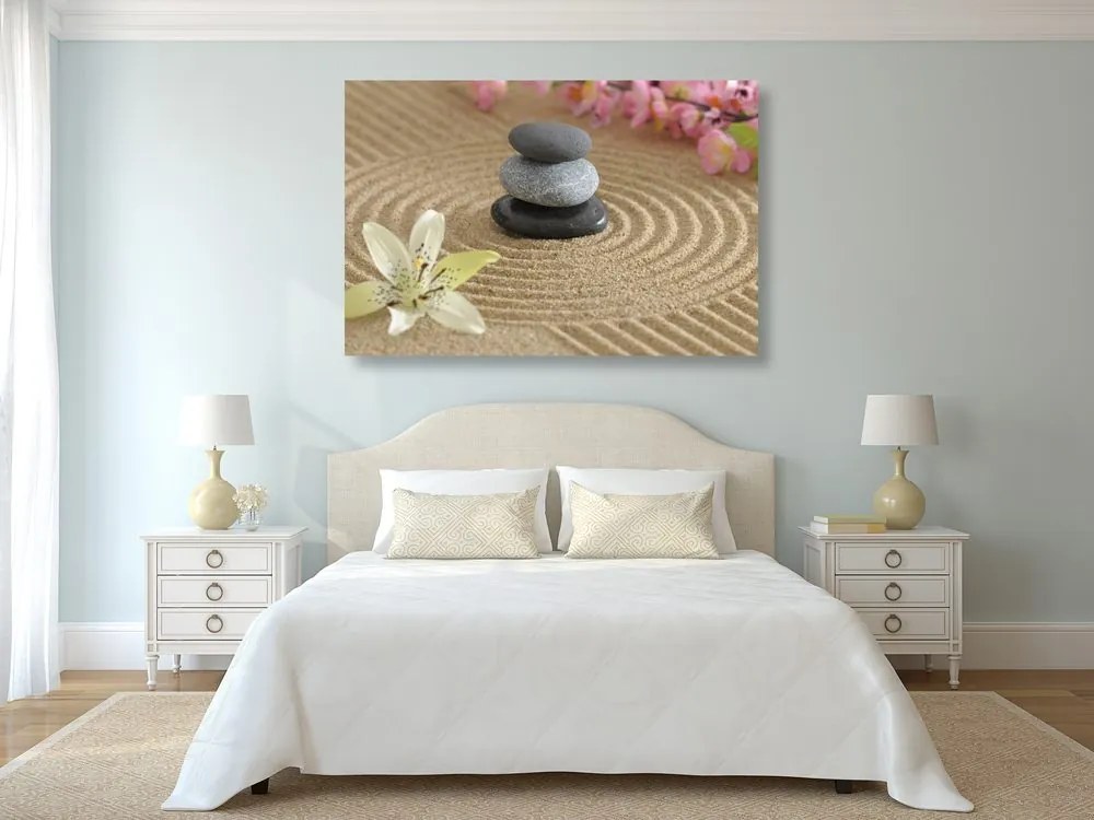 Quadro su tela – Giardino Zen e pietre nella sabbia