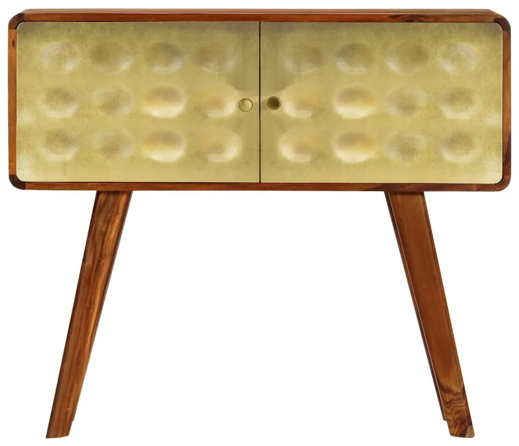 Credenza in massello di sheesham con stampa dorata 90x30x77 cm