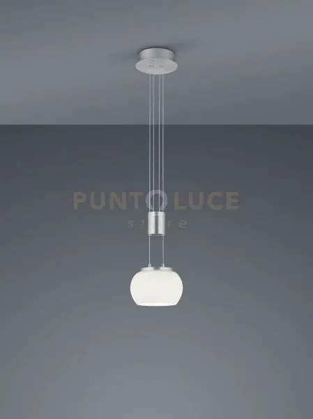 Sospensione madison  led metallo acciaio e vetro sfera bianco 34201...