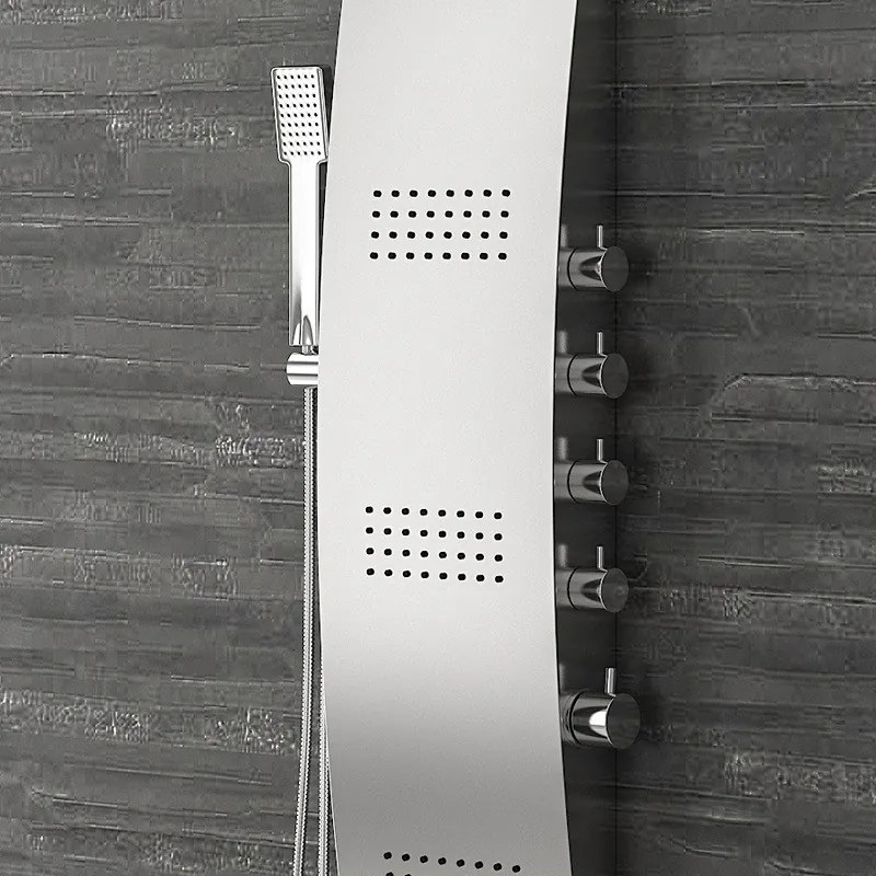 Kamalu - Pannello doccia termostatico in acciaio con cascata ed iniettori ad effetto pioggia | KLES-8600