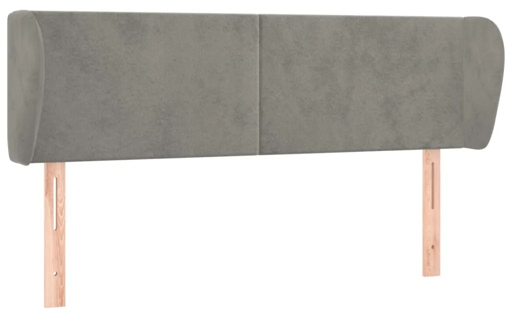 Testiera ad orecchio grigio chiaro 147x23x78/88 cm in velluto