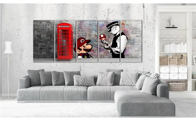 Quadro Brick Graffiti I  Colore Nero, Dimensioni e Misure 225x90