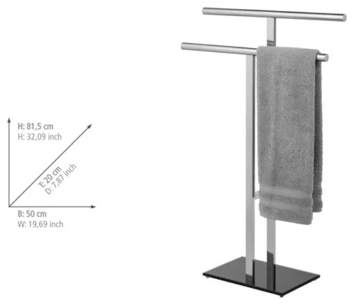 WENKO 25389100 - Porta asciugamani LAVA 50x81,5 cm acciaio inox/argento/nero