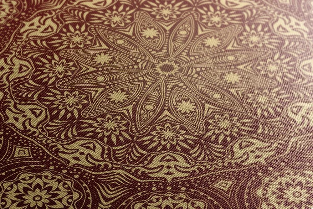 Quadro su tela – Mandala ornamentale con pizzo in bordeaux