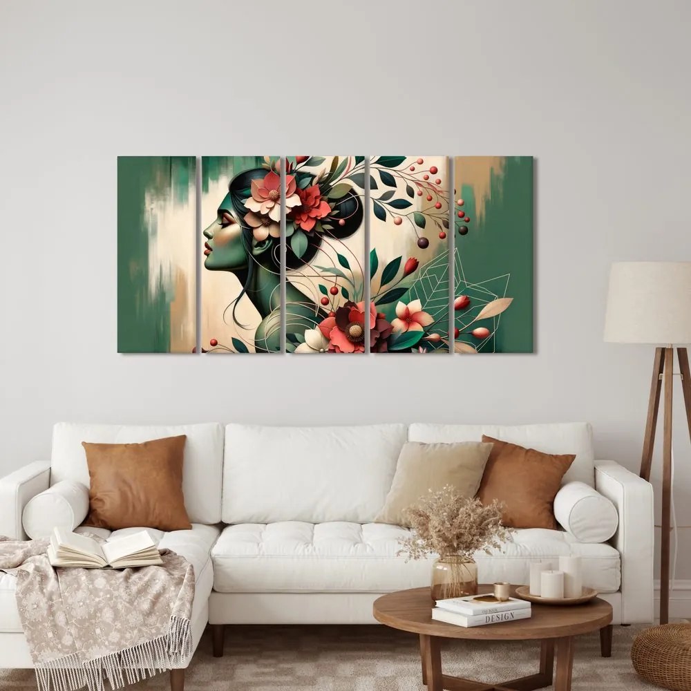 Quadri 5 pezzi – Ragazza con la natura