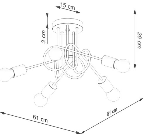 Sollux SL.1478 - Lampadario a plafone EMBER 5xE27/15W/230V nero/beige/faggio