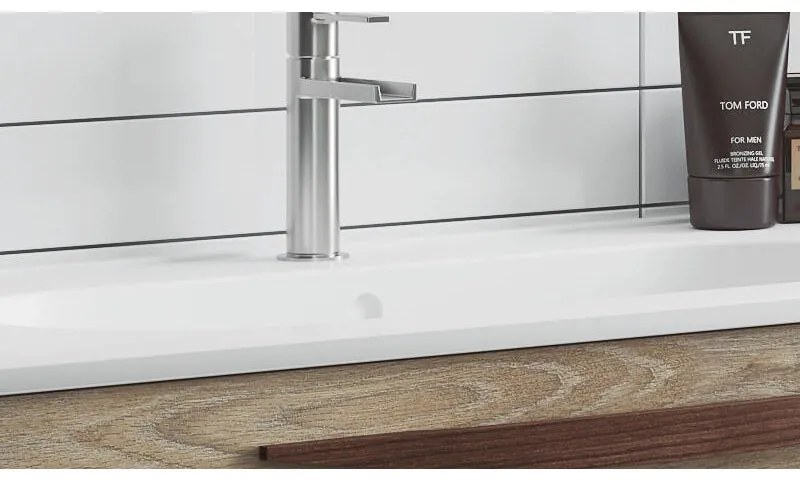 Lavabo a incasso rettangolare vasca centrale Ada L 101 x H 18 x P 46 cm in ceramica bianco lucido