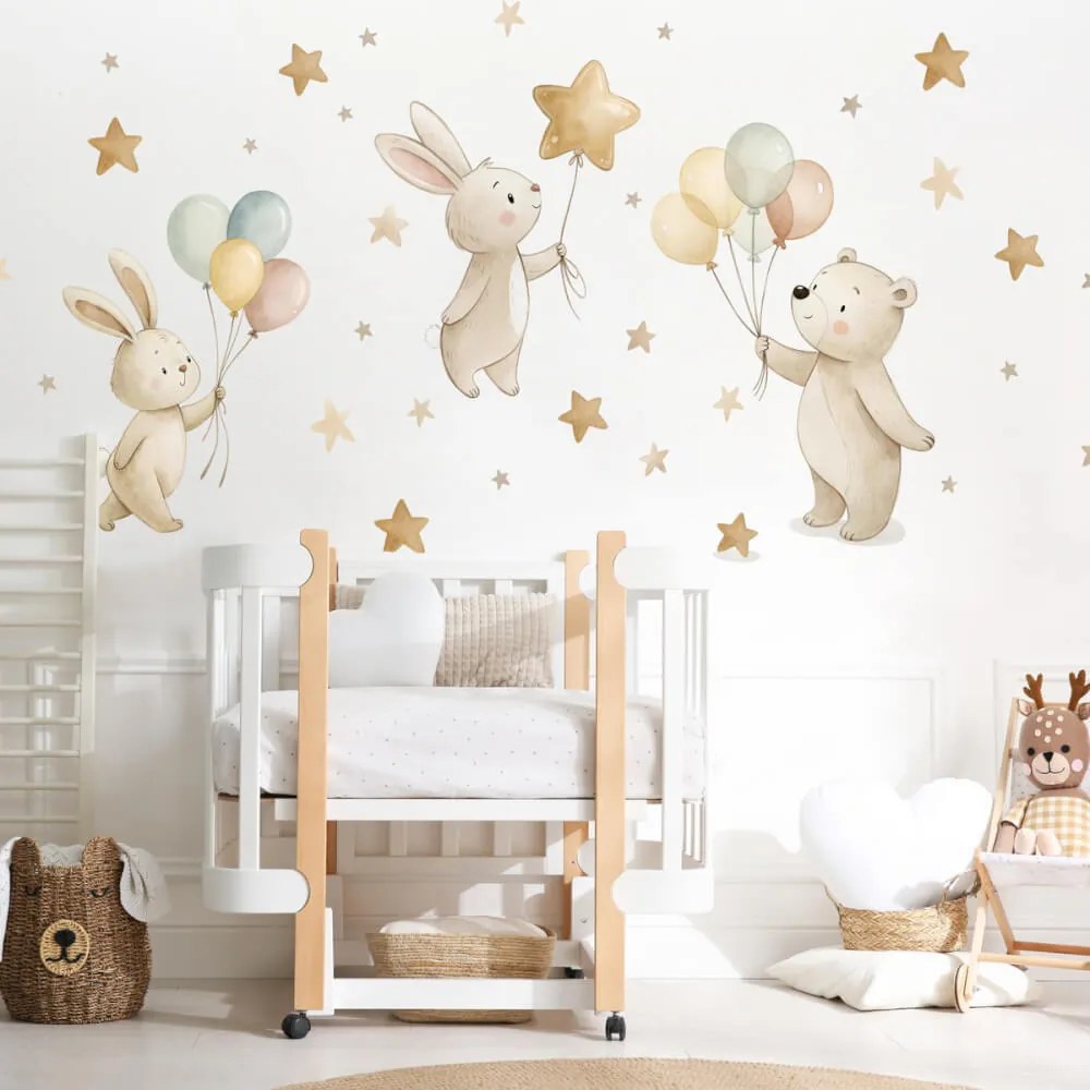 Adesivi murali moderni - Animali con palloncini | Inspio