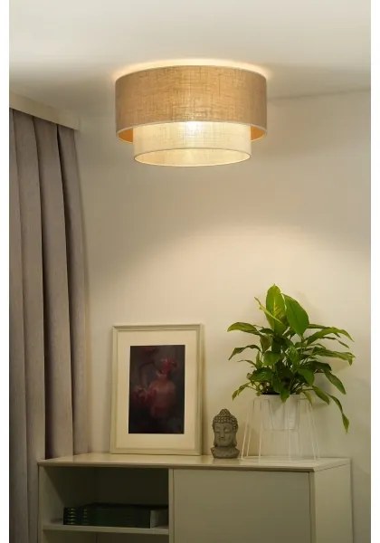 Duolla - Plafoniera YUTE BOHO 3xE27/15W/230V diametro 60 cm marrone/color crema