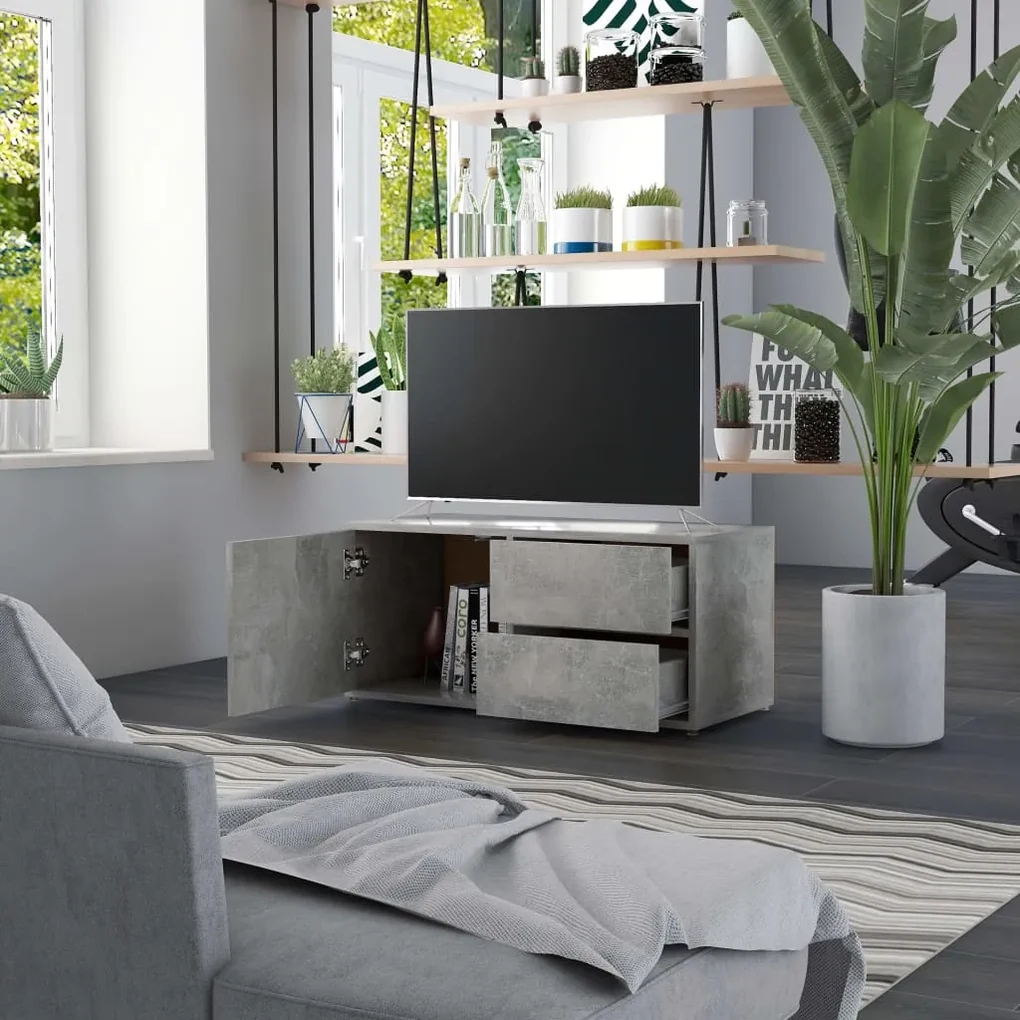 Mobile porta tv grigio cemento 80x34x36 cm in truciolato