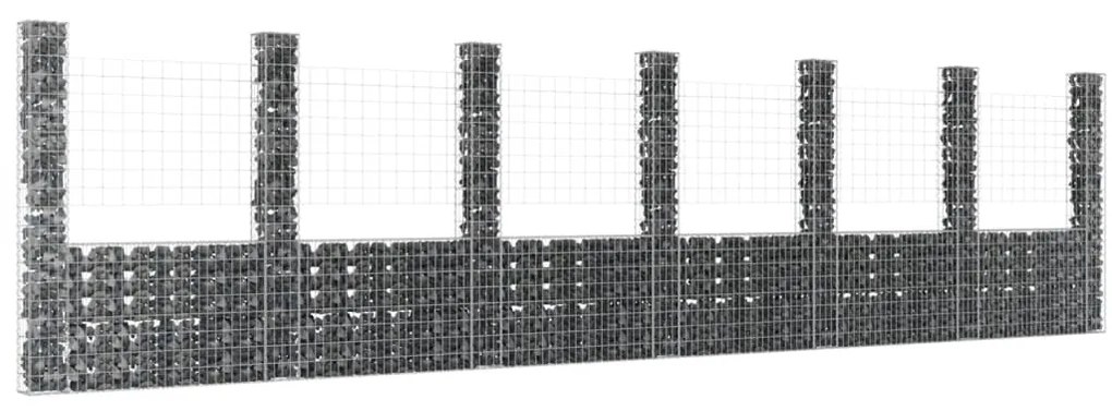 Gabbione A U Con 7 Pali İn Ferro 740x20x200 Cm /