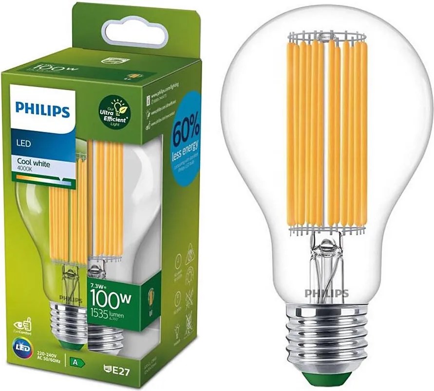 Lampadina LED a filamento ULTRAEFFICIENT Philips A60 E27/7,3W/230V 4000K