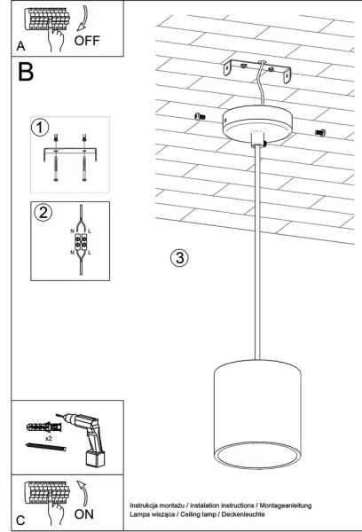 Lampadario a sospensione con filo ORBIS 1 1xGU10/40W/230V nero