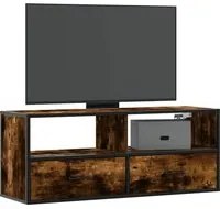 Mobile TV Rovere Fumo 100x31x39,5cm Legno Multistrato e Metallo 848931