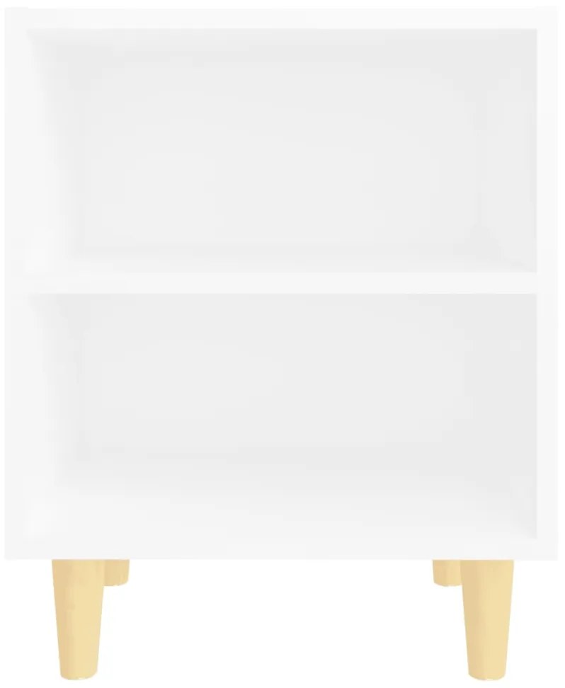 Comodini con gambe in legno massello 2 pz bianchi 40x30x50 cm