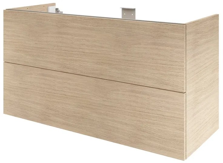 Mobile da bagno sospeso sotto lavabo L 120 x H 64 x P 48 cm rovere naturale, 2 cassetti Apertura push-pull SENSEA Neo, Maniglie acquistabili separatamente