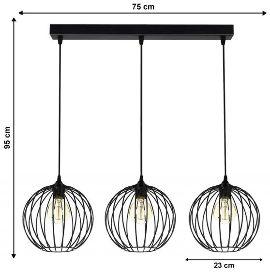 Lampadario a sospensione con filo MATT 3xE27/60W/230V
